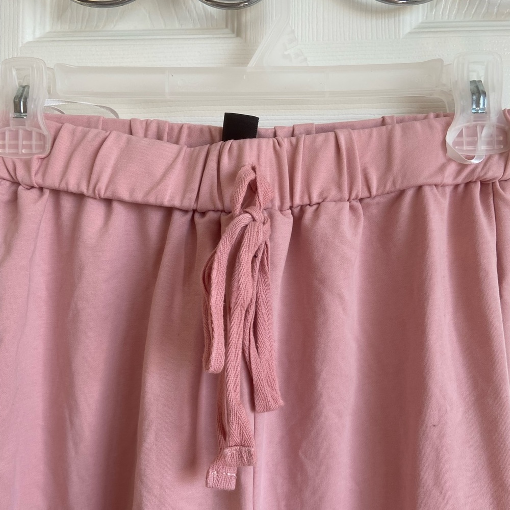 Pink Drawstring Waist Solid Pants - Picture 2 of 8